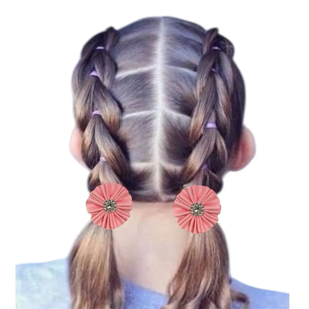 Hair Bow Set 2 Ponytail For Girls Pink 2 Inch New